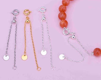 Sterlingzilveren kabelverlengketting, s925 zilveren ketting met verstelbare siliconen kraal veersluiting voor het maken van sieraden