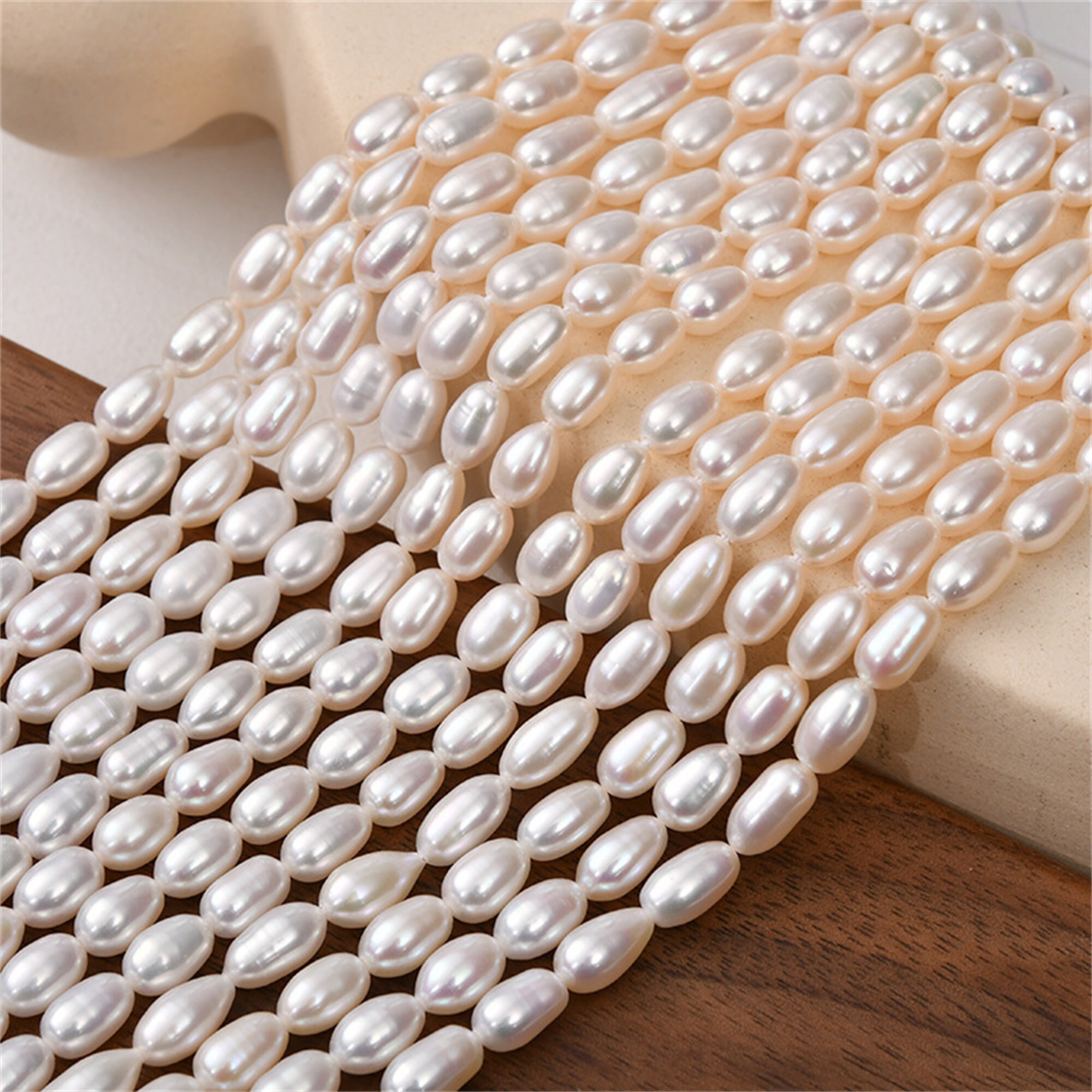 Genuine Natural Freshwater Rice Pearls Beads , Fresh Water Pearl Beads, Potato Nugget Pearl, Seed Pearls, Pearl Beads for Jewelry Making 6mm