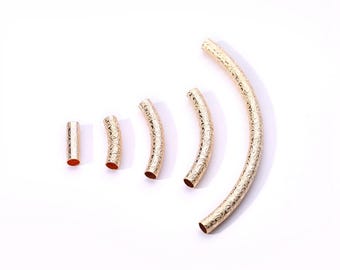 14K Gold Filled Spiral Flower Curve Tubes, Gold Filled Flower Curve Tube Beads, Noodle Tube Beads, Bracelet Tube Bead 34mm 50mm