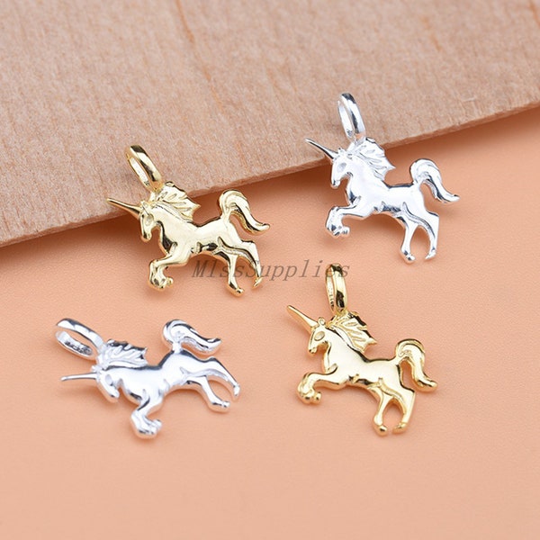 Sterling Silver Unicorn Charm Pendant, Horse Bracelet, Magical Necklace, Mythical Earring, Animal Jewelry, Fairytale Charm, Charms In Bulk