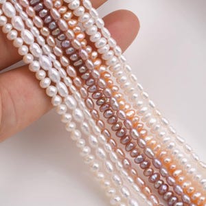Full Strand Natural Freshwater Rice Pearls Beads, Fresh Water Pearl Beads, Rondelle Pearl Bead, Seed Pearls, Pearl Beads for Jewelry Making