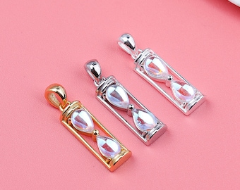 Sterling Silver Hourglass Charm Pendant, hourglass sand timer Jewelry, hour glass Necklace Bulk, hour glass Bracelet Bulk, Small Charms