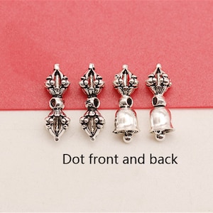 Sterling Silver Beads, Sterling Silver Vajra Dorje Beads, s925 Silver Dorje Bell Beads, Tibetan Dorje Spacer,Buddhist Bead,Melong Dorje Bead