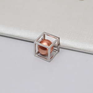 Sterling Silver Cube Charm Pendant, Cubic Cage Bracelet, Block Necklace, Cuboid Earring, Geometric Jewelry, Locket Box Charm, Charms In Bulk