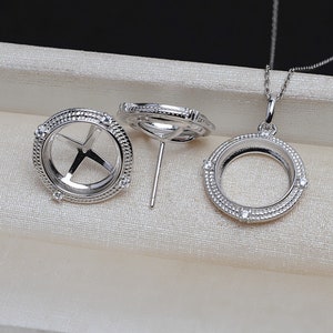 Sterling Silver CZ Jewelry Setting, S925 Silver Round Blank Bezel For Pendant/ Post Earring Settings, Cabochon Settings 11mm 12mm
