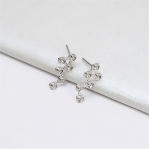 Sterling Silver Earrings Settings, Silver Post Earrings, Earring Blank, Half Drilled Pearl Mounts, Six Peg&Cup 3mm 4mm