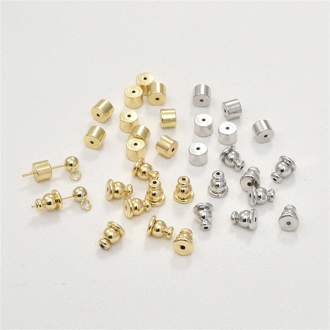 14K Gold Plated Earring Clutch, Gold Tone Bullet Ear Nuts, Earring Back ...