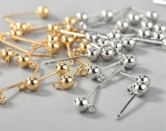 Boucles D'oreilles Clous Argent 925 Boules 4mm KBC - Paire Neuve Avec étiquettes, Style Minimaliste