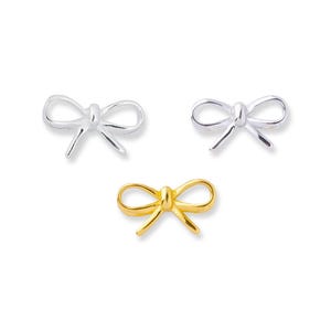 Sterling Silver Ribbon Beads, Bowknot Bead, Butterfly Knot Bead, Bowtie Bead, Plain Bow Bead, Bracelet Spacer, Delicate Bead, Dainty Bead