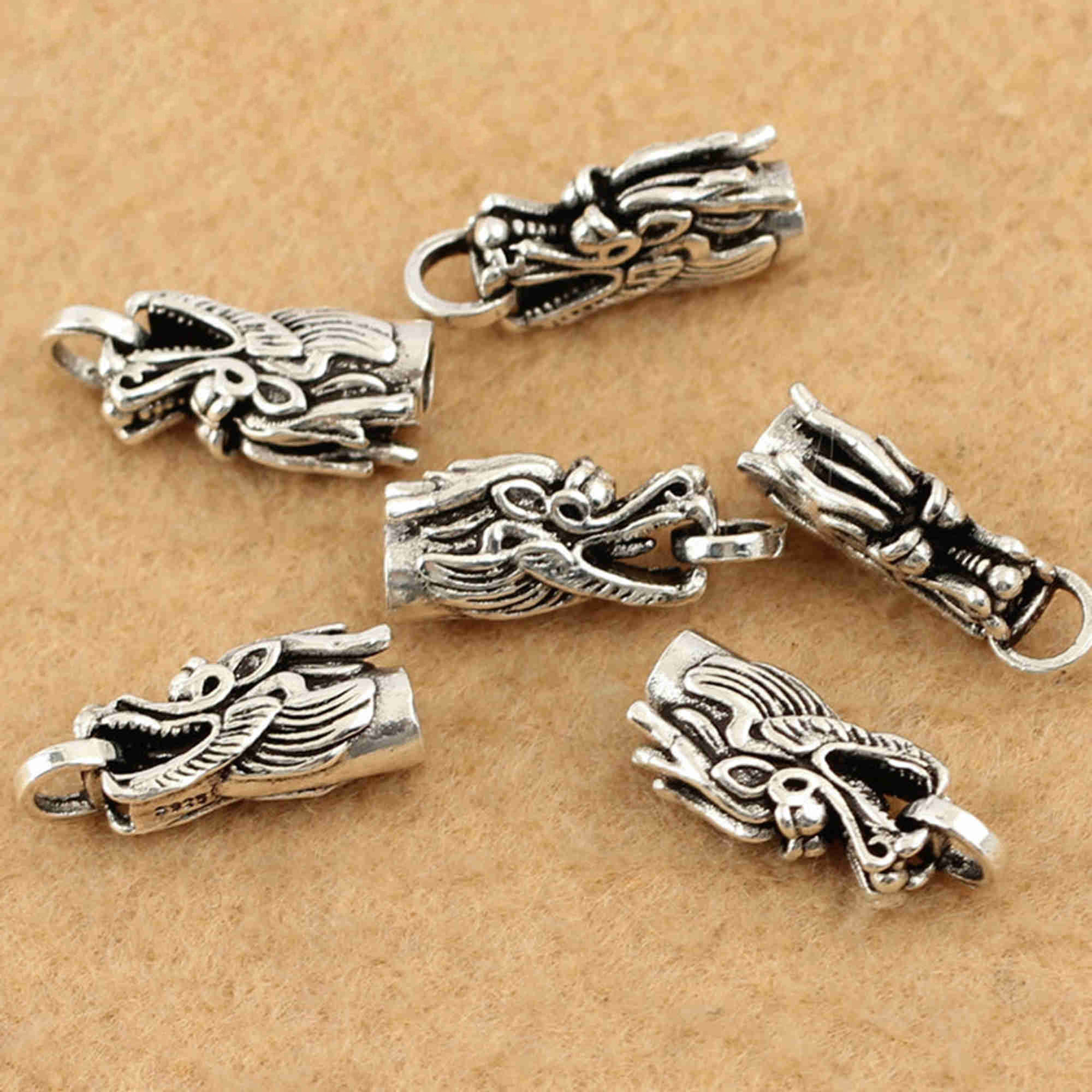 2 PCS Sterling Silver Vintage Lucky Dragon Charms for Jewelry