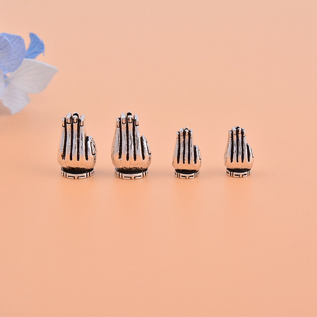 Sterling Silver Praying Hand Beads Religious Bead Christian Etsy