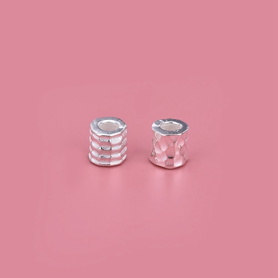 Sterling Silver Hammered Beads, Sterling Silver Tube Beads, S925
