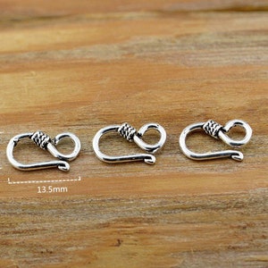 Sterling Silver S Clasps, s925 Silver Hook Clasp For Jewelry Making Supplies, Bracelet Hook Clasp Connector Ring