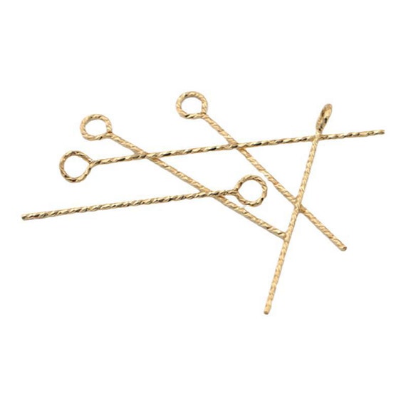 14K Gold Filled Twist Eye Pins Headpins, Gold Filled Eye Pins for