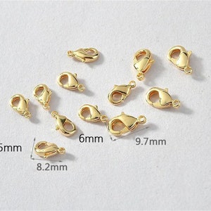 14K Gold Plated Lobster Clasp, Gold Tone Lobster Clasps For Jewelry Making Supplies, Bracelet Lobster Claw Clasps, Trigger Clasp image 4