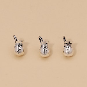 Ciondolo a forma di sacchetto porta soldi in argento sterling, braccialetto a forma di sacchetto porta soldi, collana a forma di portafoglio, orecchino con simbolo del dollaro, gioiello a forma di borsellino porta monete, ciondolo a forma di sacchetto porta soldi