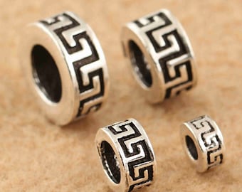 Sterling Greek Key Beads, Meander Bead,Greek pattern Bead,Greek fret Bead,Dionysus Bead,Bracelet Spacer,Greek key motif Bead,Greek wave Bead