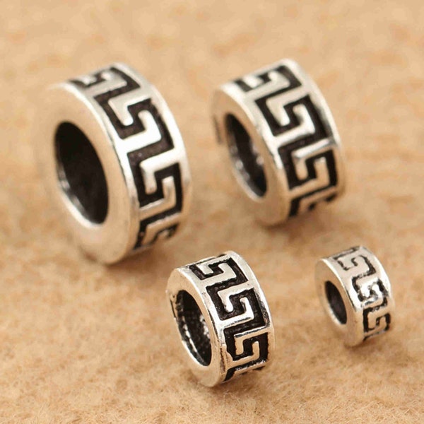 Sterling Greek Key Beads, Meander Bead,Greek pattern Bead,Greek fret Bead,Dionysus Bead,Bracelet Spacer,Greek key motif Bead,Greek wave Bead