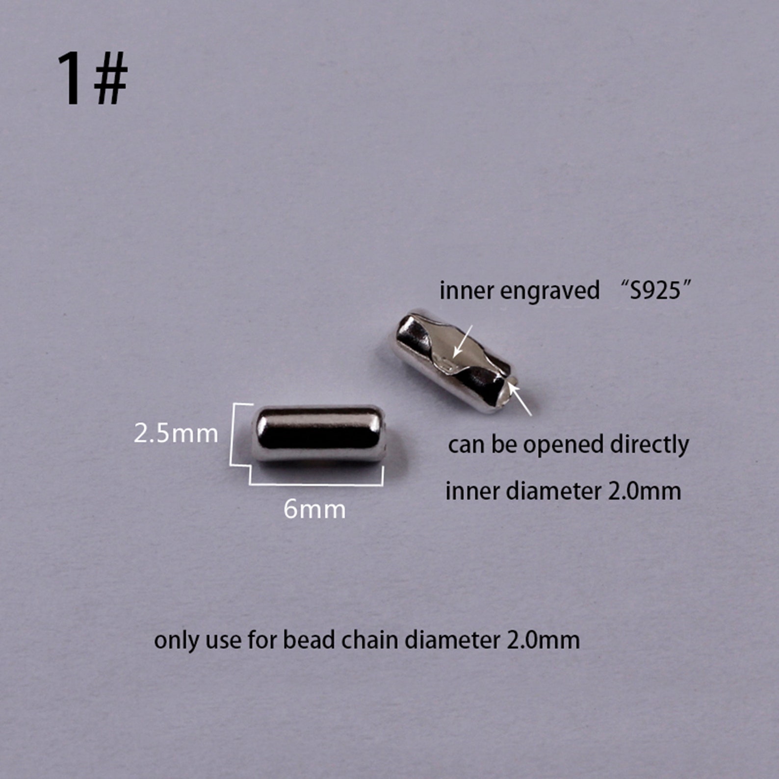 Chain Closures Sterling Silver Ball Chain Closures, 925 Silver Ball Chain Clasp, 925 ...