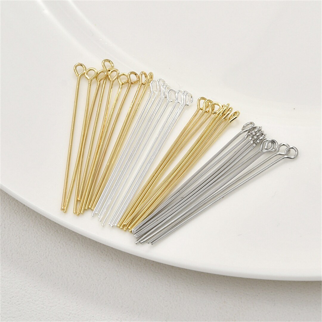 Plated Pin 100pcs 14K Gold Plated Pins Headpins, Gold Tone Eye Pins for Jewelry ...