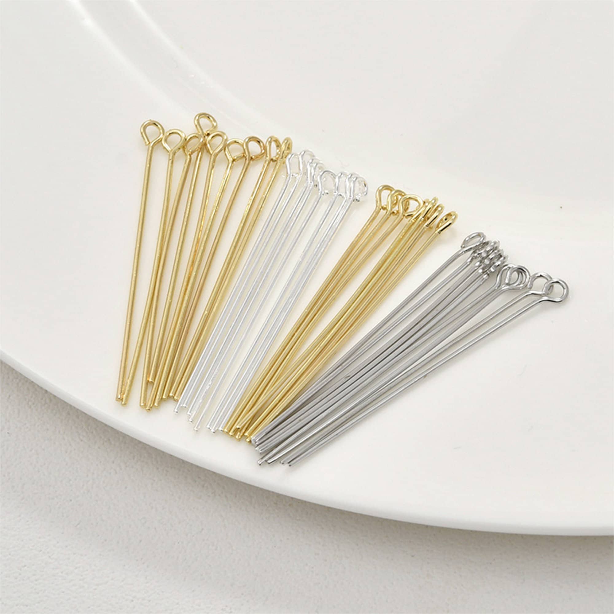 Gold Tone Eye Pins 28mm Long for Rosary or Jewelry Making 21 