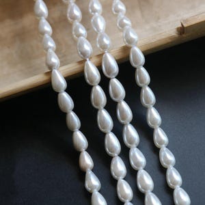 15&quot; Shell Pearl Teardrop Beads Full Strand, Water Drop Pearls Bead,Oval Pearl Beads, White Pearl Beads,Loose Pearl Bead for Jewelry Making