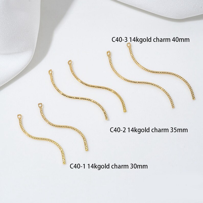 14K Gold Plated S shaped Charm Pendant, Twist Charm, Spiral Charm, S shaped Connector,Dangle Earring Charm,Dainty Jewelry for Earring Making image 2