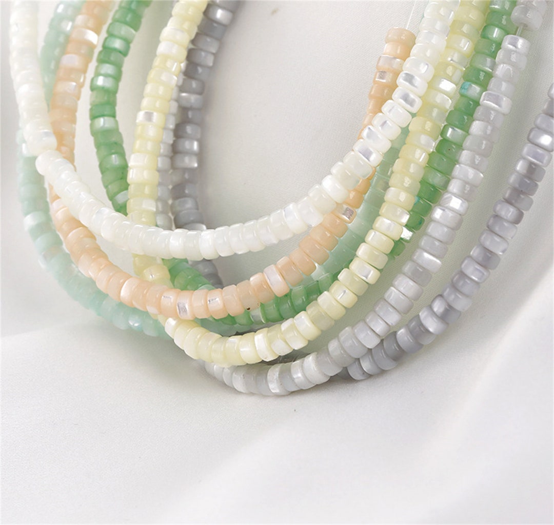 Multicolor Natural Mother of Pearl Shell Beads Full Strands, Flat Round ...