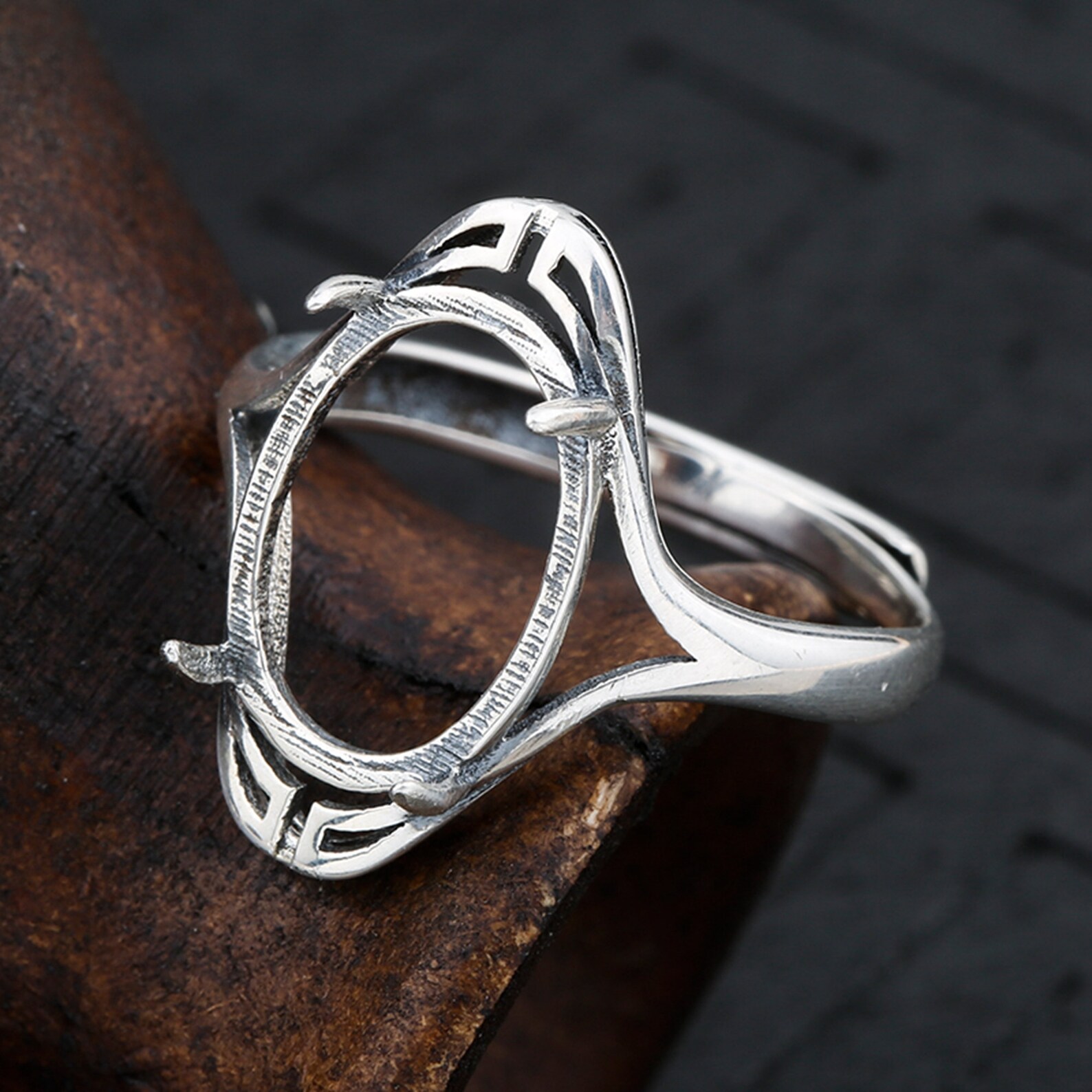 Sterling Silver Ring Setting S925 Silver Oval Bezel Cup Etsy