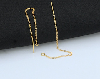 14K Gold Filled Cable Chain Earring Threaders, Gold Filled Cable Threader w/ Open Ring For Jewelry Making Supplies, Threader Earrings