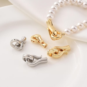 14K Gold Plated Hook and Eye Clasps, Gold Tone Fish Hook Clasps, Hook and Eye Connector, Round Link Connector, Clasp Connector for Necklace
