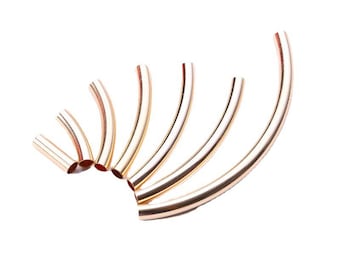 14K Gold Filled Plain Smooth Curve Tubes, Gold Filled Curve Tube Beads, Noodle Tube Beads, Bracelet Tube Bead 15mm 20mm 30mm 34mm 40mm 50mm