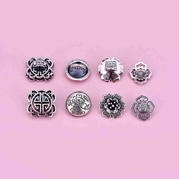 Sterling Silver Flower Button Clasps, s925 Silver Button For Jewelry Making Supplies, Blossom Button Clasp, Floral Button