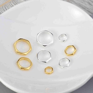 Marcos de cuentas de plata esterlina para perlas de 6 mm, 8 mm y 10 mm. Marcos hexagonales de cuentas de plata s925 para la fabricación de joyas y pulseras.