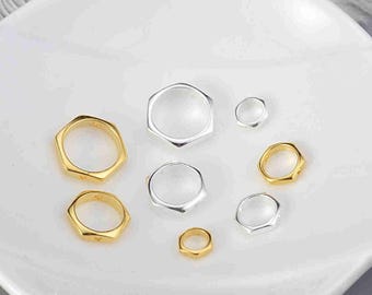 Sterling Silver Bead Frames Fits 6mm 8mm 10mm Pearls Beads, s925 Silver Bead Hexagon Frames For Jewelry Making Supplies, Bracelet Bead