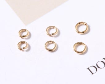 50/100pcs 14K Gold Filled Jump Ring, Gold Filled Open Jump Ring For Jewelry Making Supplies, Closed Jump Ring 3mm 4mm 5mm 6mm 7mm