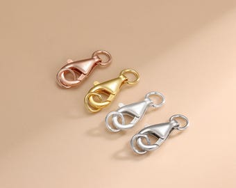 Cierre de gatillo de plata esterlina, cierres de langosta de plata s925 para joyería, cierres de langosta para pulseras con anilla abierta.