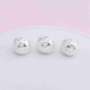 Cuentas redondas de plata de ley con forma de moneda, cuenta de dinero, cuenta de riqueza, espaciador de pulsera, cuenta de moneda, cuenta de fortuna, cuenta de prosperidad