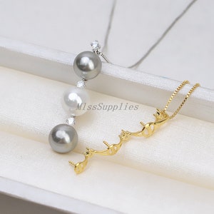Sterling Silver Pendant Setting, s925 Silver Bar Pendant Setting For  Supplies, Half Drill Pearl Mounts, Multi Pearls Peg&Cup 8mm 9mm