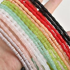 Colorful Glaze Bamboo Beads, Bone Beads, Tube Bead, Smooth Bead, Loose Gem Beads, Bracelet Beads, Necklace Beads Full Strand 4.3*8mm