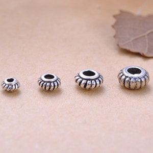 20pcs Sterling Silver Gear Beads, Steampunk Bead, Clockwork Bead, Industrial Bead, Bracelet Spacer, Pony Bead, Wheel Bead 4mm 5mm 6mm