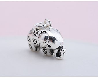 Sterling Silver Elephant Charm Pendant, Safari Bracelet, Wildlife Necklace, African Earring, Small Charm,Elephant Lover Jewelry,Animal Charm