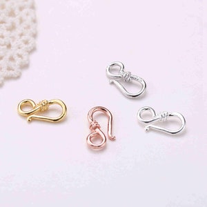 Sterling Silver S Clasps, s925 Silver Hook Clasp, Bracelet Hook Clasp Connector Ring, Silver Connector, Hook Rings, Silver Hook Clasp