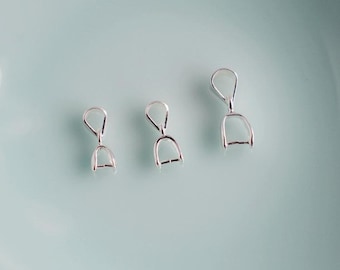 Sterling Silver Pinch Bails, s925 Silver Charm Pinch Bail For Jewelry Making Supplies, Pendant Pinch Bail for Gemstone