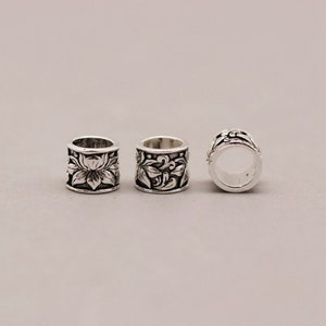 Sterling Silver Lotus Tube Beads, Yoga Bead, Meditation Bead, Purity Bead, Bracelet Spacer, Flower Bead, Spiritual Bead, Buddhism Bead