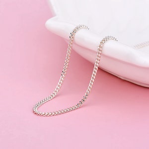 Sterling Silver Curb Chain, s925 Silver Curb Chain For Jewelry Making Supplies, Unfinished Curb  Chain for Necklace Bracelet
