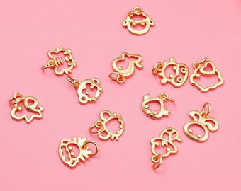 Pingente com pingente de doze zodíacos em prata esterlina, pulseira étnica, colar de cultura oriental, brinco festivo, joia de aniversário, pingente de animais