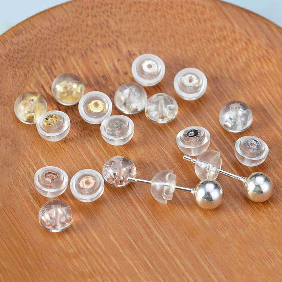 Sterling Silver Earring Clutch, Silicone Ear Nuts for Jewelry Making