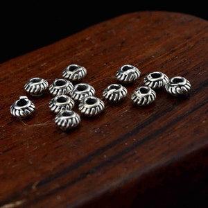 Lanternpärlor i sterlingsilver, tribalpärla, inhemsk pärla, festlig pärla, inhemsk pärla, armbandsdistans, bohopärla, statementpärla 4,2 mm