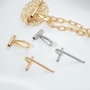 14K 金メッキペンダントアダプター、ピンコンバーター、ブローチからペンダント/ヘアピンへのコンバーター、水平ブローチコンバーター、ピンからペンダント/ヘアピン